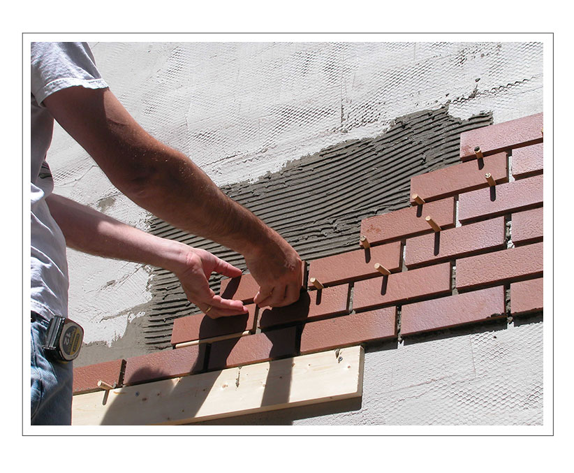 Thin Set Brick Field Applied Mortar Set Wall System