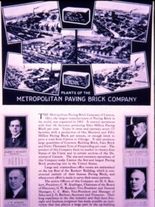 Article about Plants of the Metropolitan Paving Brick Company with images of factories and 4 men